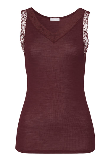 Woolen Lace Lace Trim Wool And Silk Tank Top | Vivid Brown 70828-2421